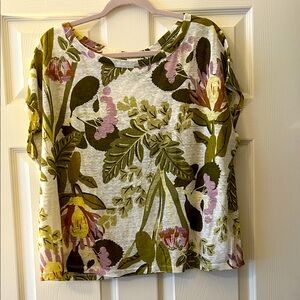 Floral Print Women's Top - Green and Pink
